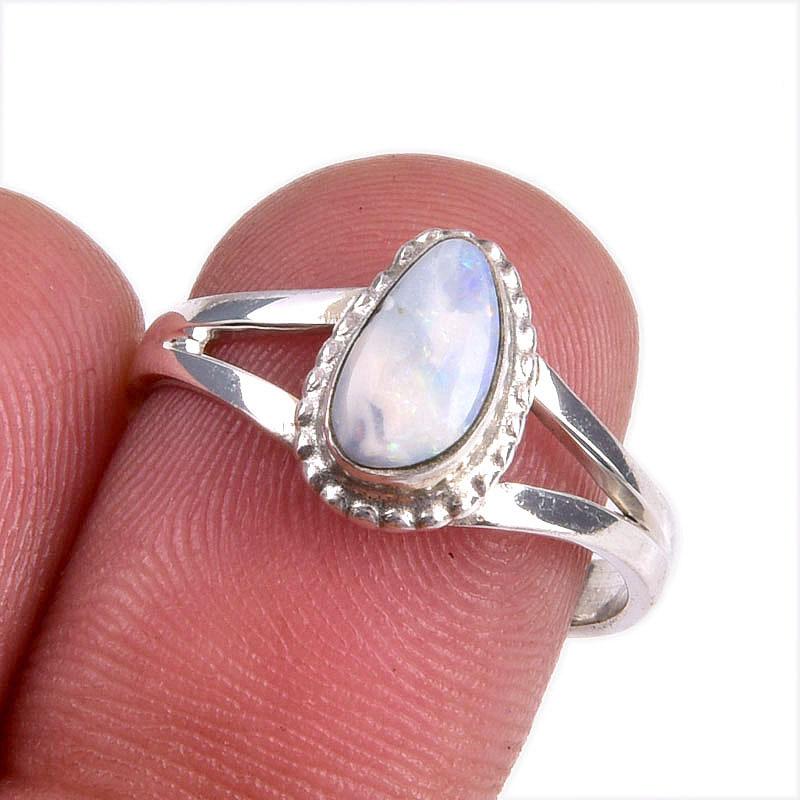 

Natural Australian Opal Gemstone Handmade 925 Solid Silver Gift Ring S.7.5 V5l72