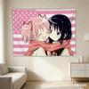 Madoka Magica Pink Flag Tapestry Single Sided Print Polyester Wall Hanging for Bedroom Living Room Anime Aesthetic Vibe for Fans