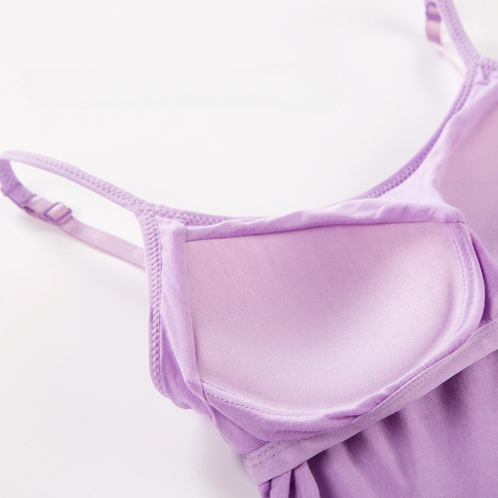 Damen Modal Einteiliger Sommer Yoga Sport BH mit Brustpolster Camisole Weste und Base Shirt