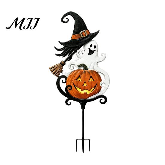 Metal Garden Decorations Halloween Stake, Witch Pumpkin Yard Rust-Proof Outdoor Holiday Decor Decoration for Lawn Patio Porch Pathway, Gift Gardener