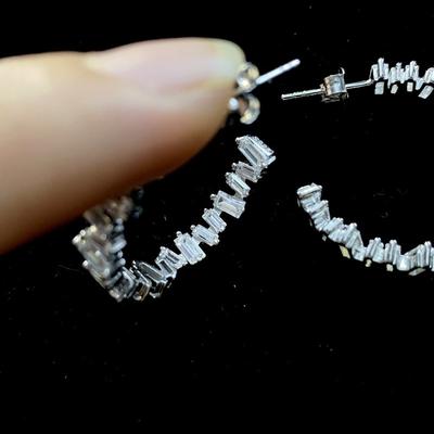 S925 Sterling Silver Sparkling Full High Carbon Diamond Hoop Earrings For Women Wedding Party Bridal Fine Jewelry Earring Ladies
