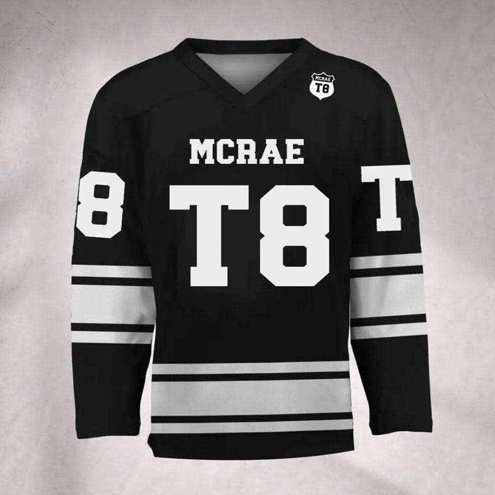

T8 Tate McRae Hockey Jersey Unisex Streetwear Long Sleeve Casual T-shirt V-neck Men Women Tees 3D Print Design Shirts 6XL