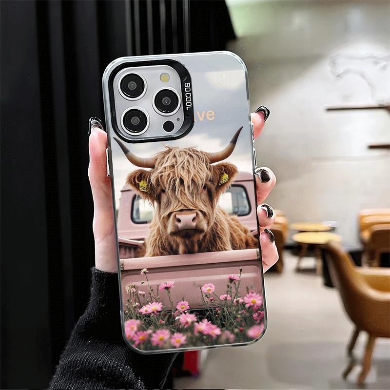 Cute Highland Cow Shockproof Phone Case for iPhone 17 Air 16 16E 15 Pro Max 14 Plus 13 Mini 12 Back Cover Anti Fall Fundas