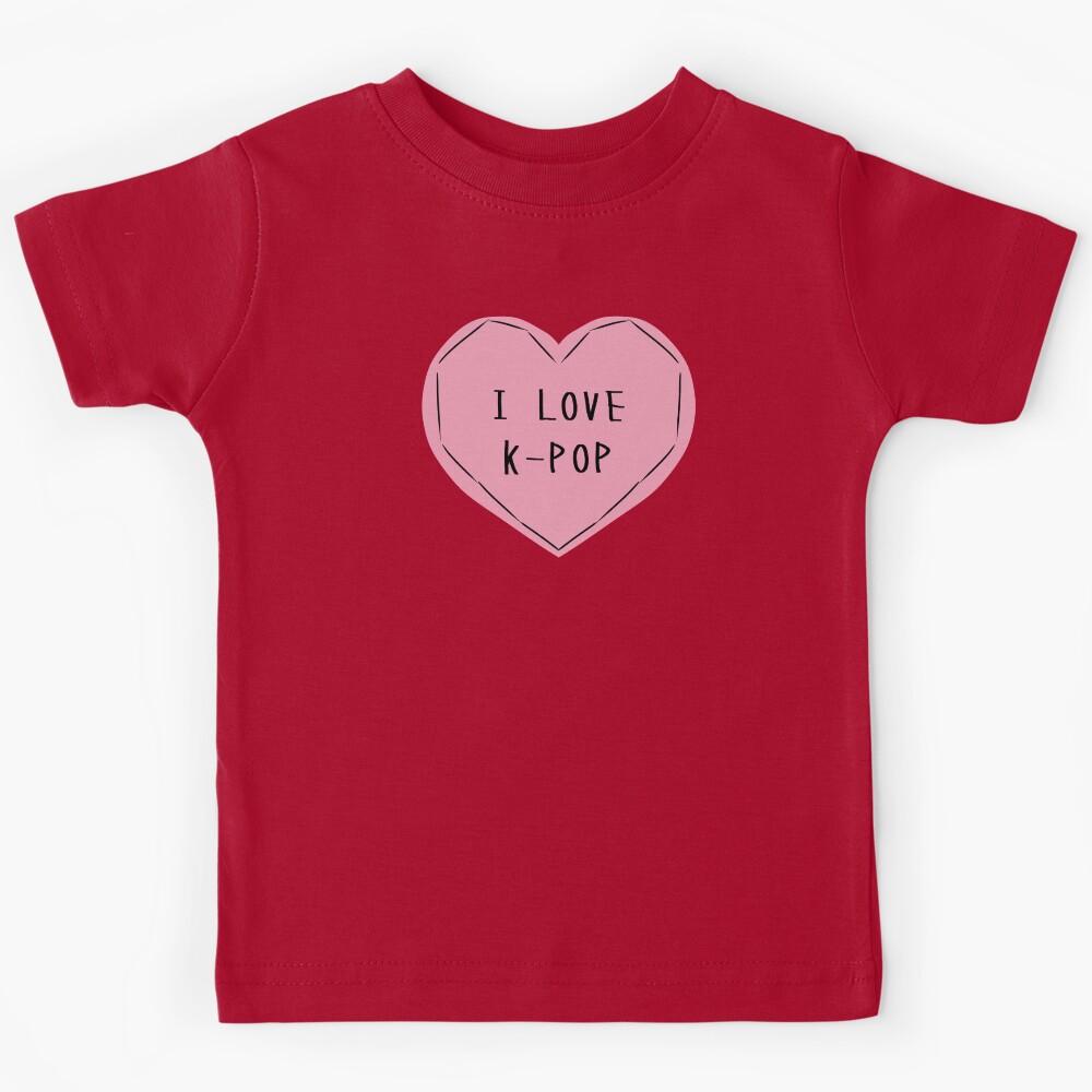 I LOVE K-POP Pink Heart for K-POP Fans Kids T-Shirt 100