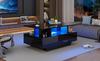 Moderner Hochglanz-Couchtisch mit LED-Beleuchtung und 2 Schubladen – Stilvoller 90x55x41 cm Beistelltisch mit Stauraum, Belastbarkeit bis 30 kg