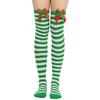 Striped Stockings For Women Over The Knee Long Socks Christmas Green Red Bowknot Long Socks Female Leg Stocking