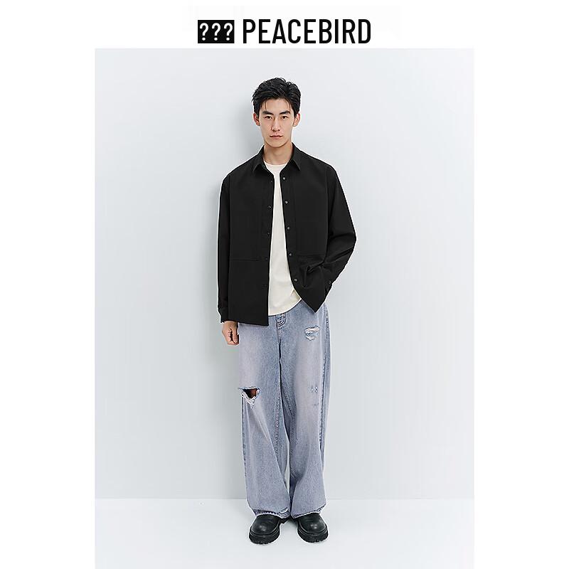 Peacebird Men's Relaxed Fit Jacquard Long-Sleeve Shirt