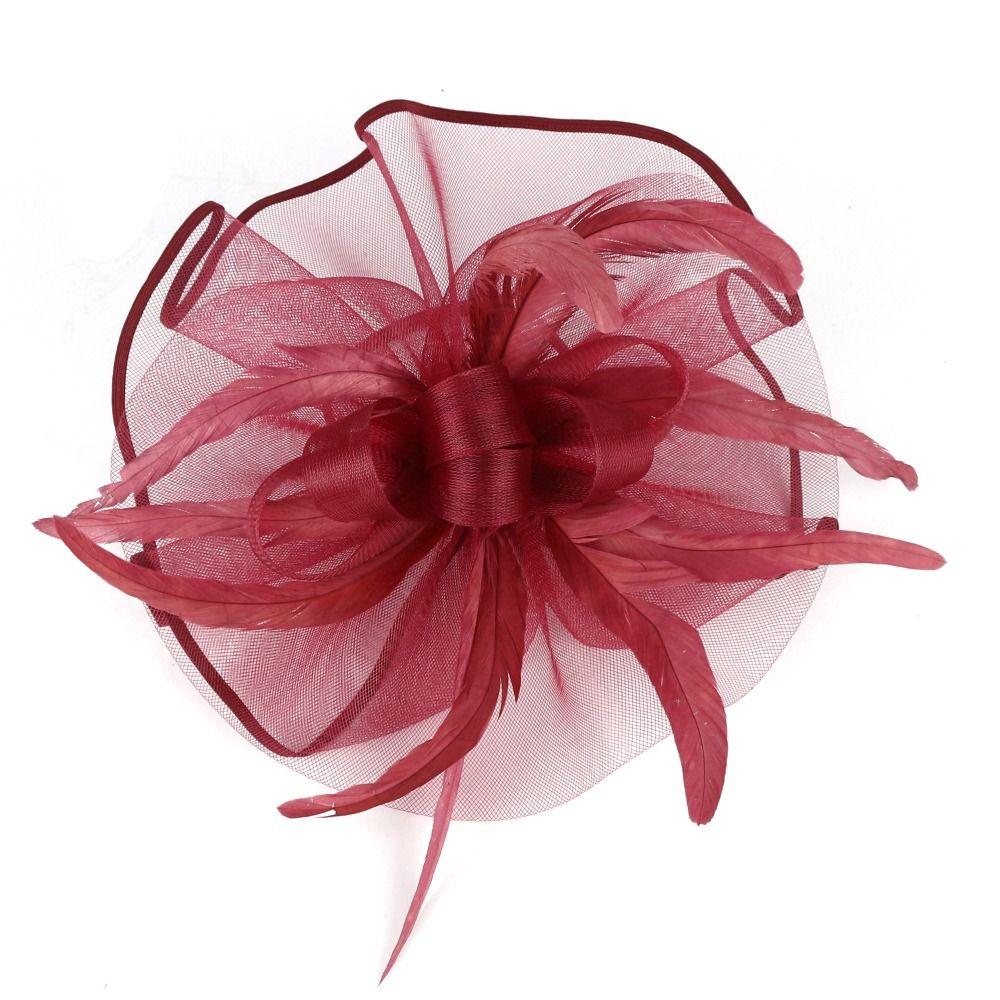 Formal Dress Fascinator Headdress Stylish Bridal Mesh Cap Wedding Feather Hat Headband  Women