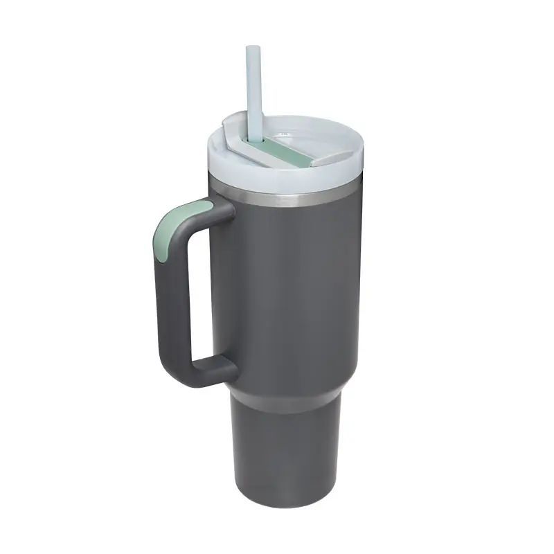 40oz/1200ml Large Capacity Insulation Tumbler With Straw, Portable Car Cup With Handle Suitable For Car Home Office Travel Birthday Gifts