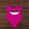 2024 Multicolor Strappy One-Piece Swimsuit: Women's Tummy Control Triangle Bikini with Hollow Out Design for Hot Spring Swimwear.