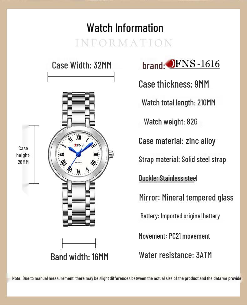OFNS Women's Waterproof Rhinestone Luxury Quartz Watch with Roman Numerals