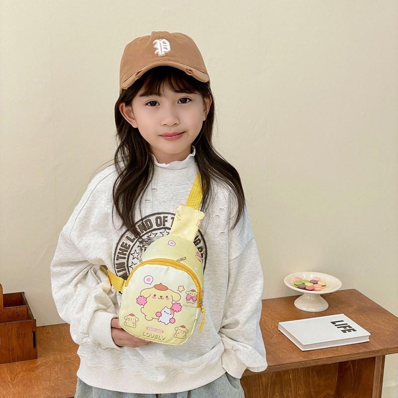 School BagsNew Children's Cartoon Breast Bag, Fanny Pack, Casual Versatile Messenger Bag, Light Change Storage Bag for Travel