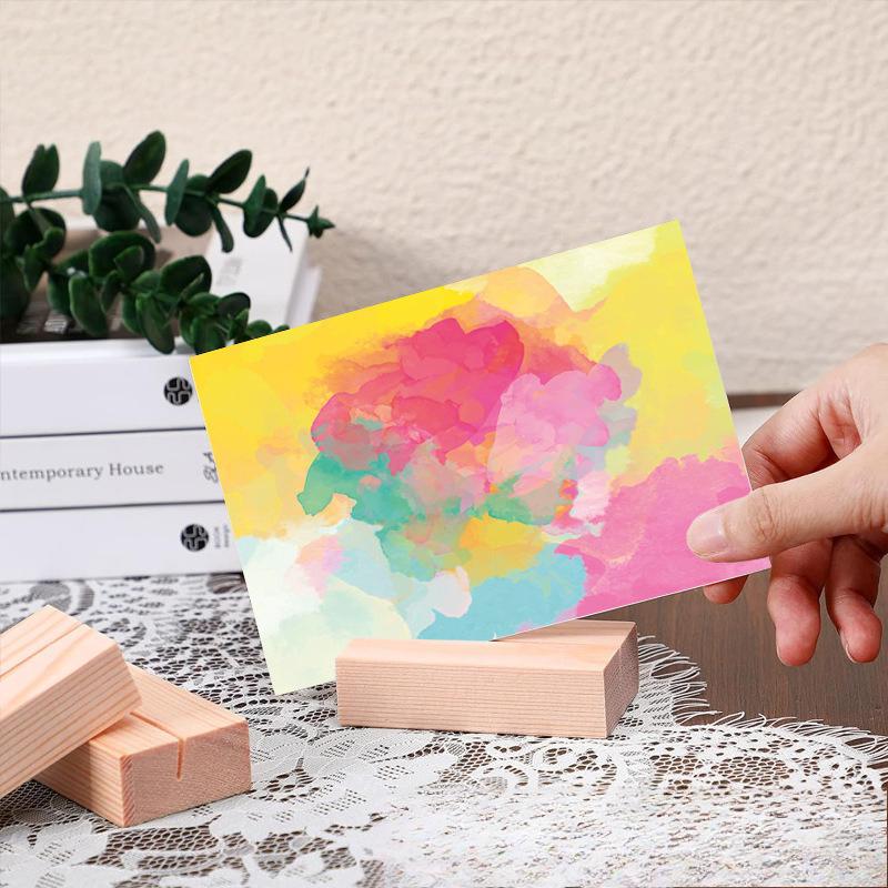 Wooden Desktop Stand For Postcards And Calendars Natural Solid Wood Base For Notes And Photos Home Office Decor