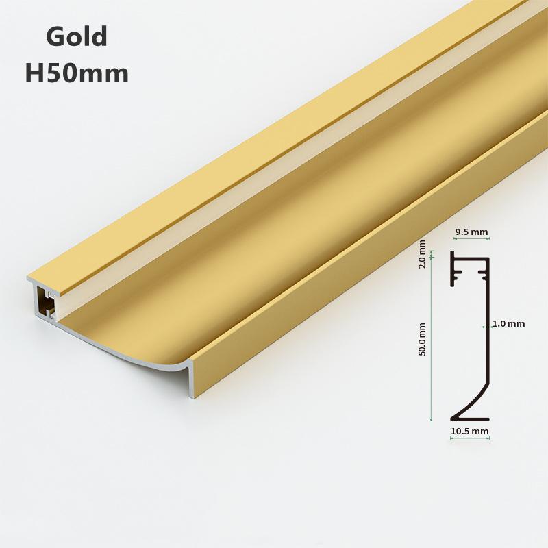0.5m/1m H40/50/65mm LED Baseboard Bar Light Aluminium Profile Channel Metal Wall LED Skirting for Corridor Strip Linear Lamp