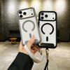 For iPhone 17 Pro Case Compatible with MagSafe TPU PC Clear Phone Back Cover with Wrist Strap
