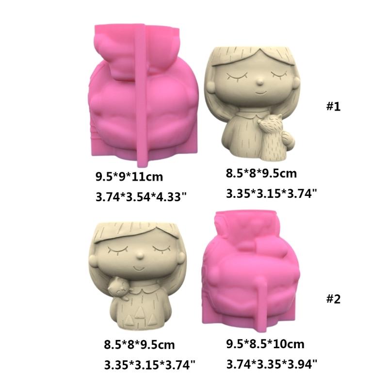 1/2Head-Planter Silicone Mold Face Flower Pot Concrete Mold Face Statue Planter Mold Face Flower Vase Epoxy Casting Mold