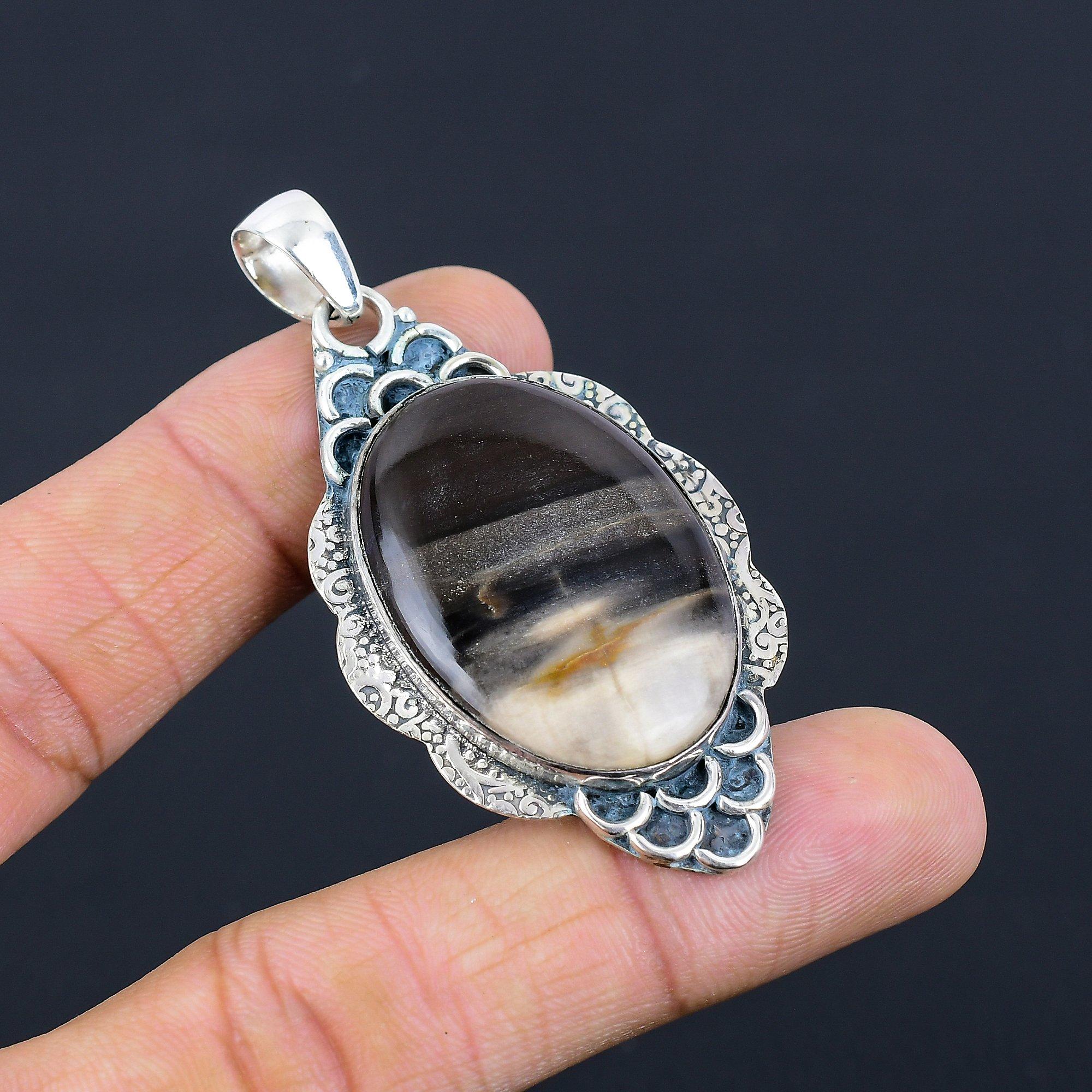 Sisters Day Deal 925 Sterling Silver Natural Palm Root Agate New Pendant Jewelry