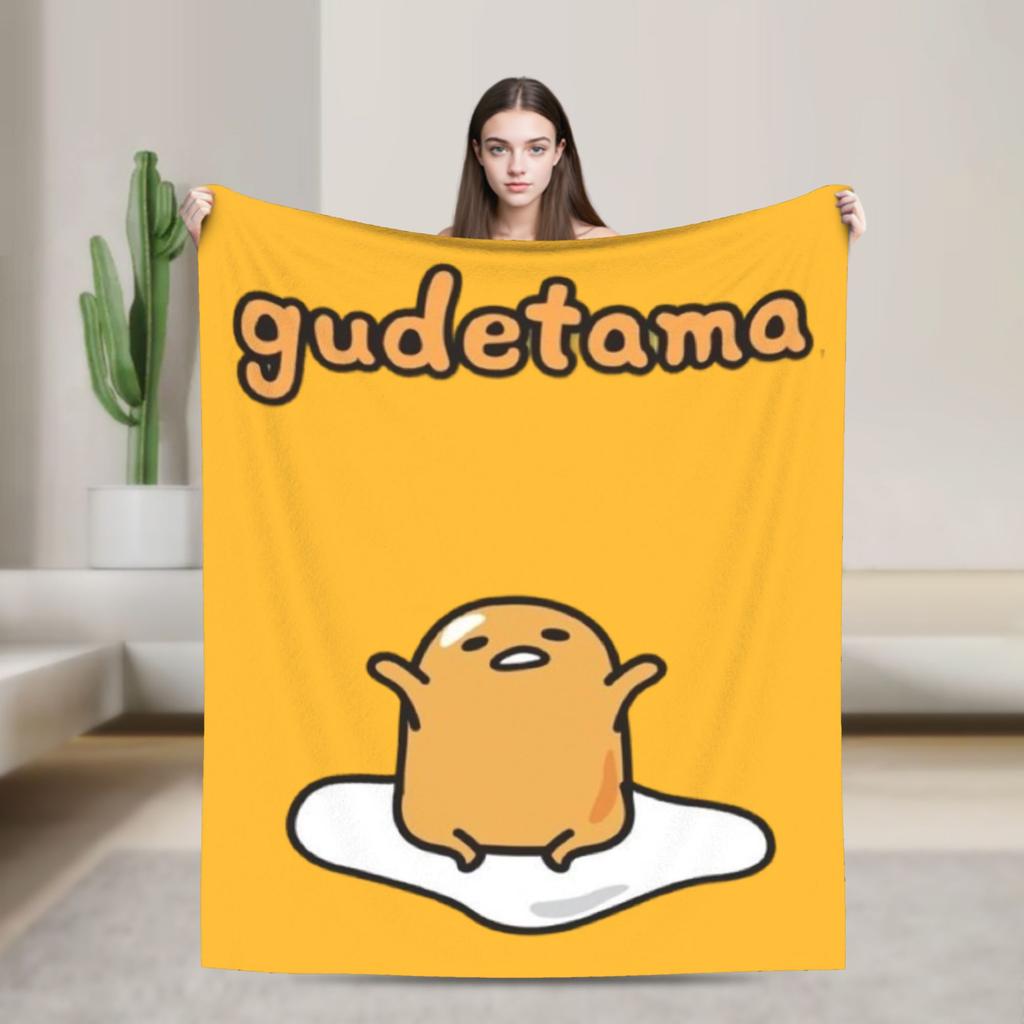 Gudetama Uovo Pigro Coperta Cartone Animato Coperta Plaid in Flanella Estiva per Aria Condizionata Personalizzata Ultra-Morbida Calda Copriletto,