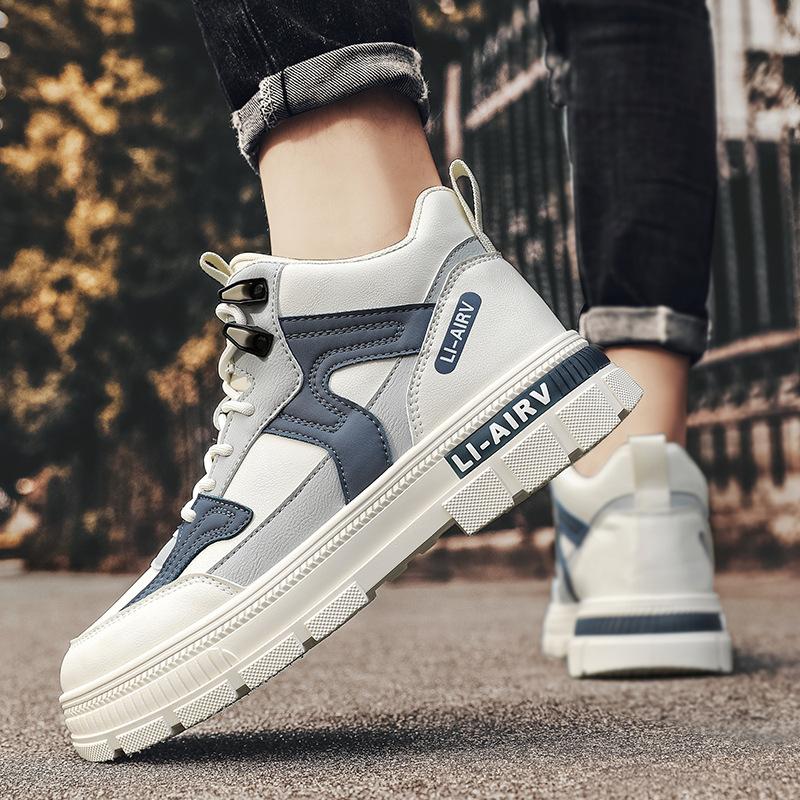 Martin Boots Men's New Spring High-top Casual Summer Teenager White Shoes Mid-top Height-enhancing Work Boots