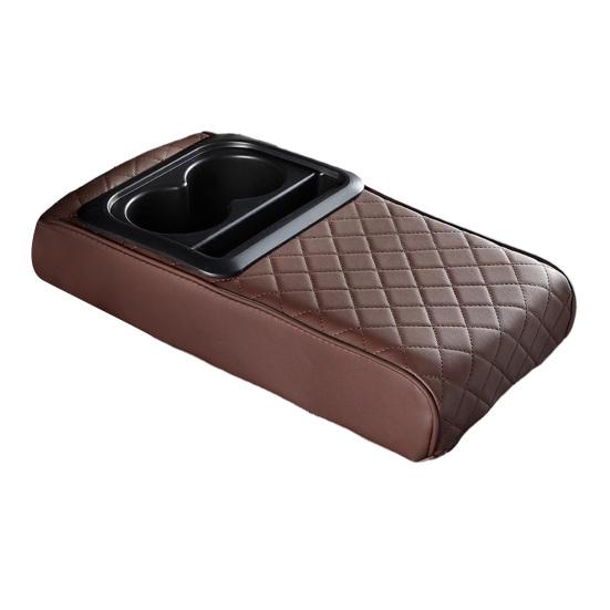 Yousheng Center Console Cover for Car Waterproof Faux Leather Car Arm Rest Cover with 2 Cup Holders Universal Car Interior Accessories