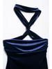 2024 Winter Women's Fashion: Sexy Halter Neck Tencel Velvet Camisole