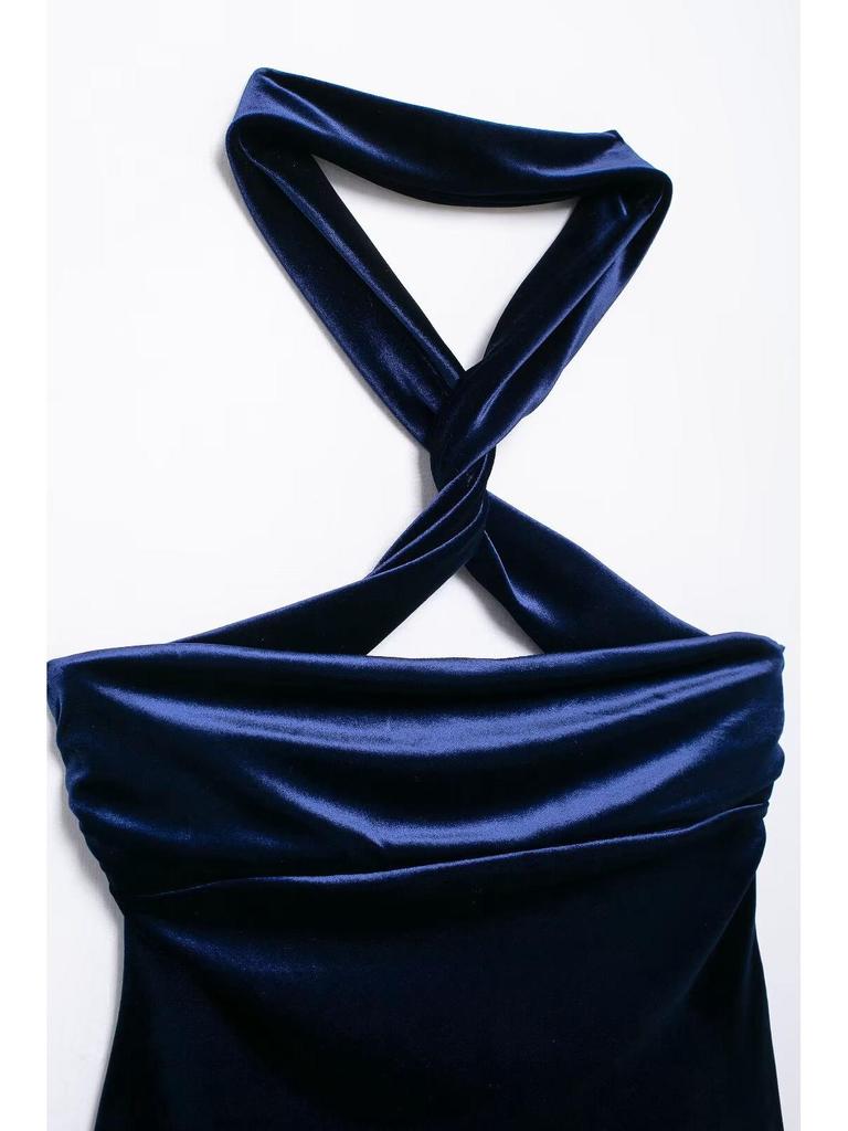 2024 Winter Women's Fashion: Sexy Halter Neck Tencel Velvet Camisole