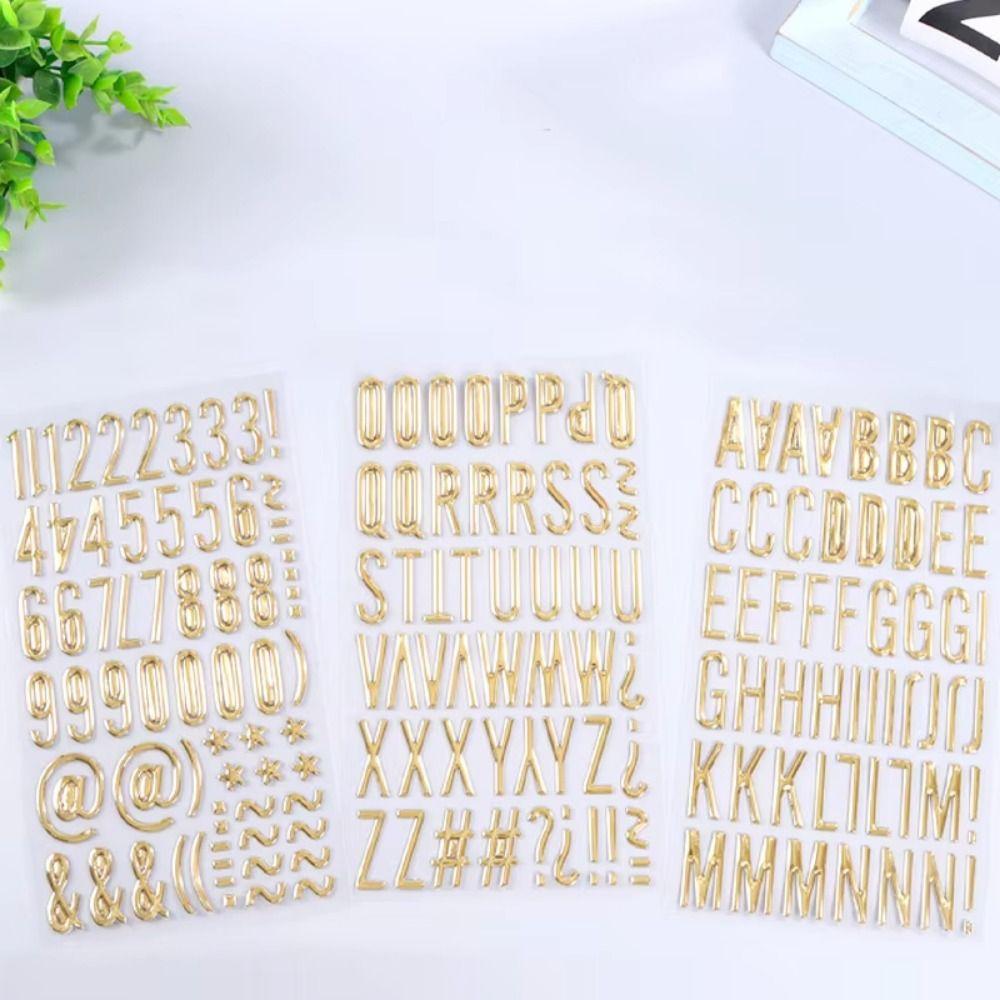 3Sheets 3D 3D Letter Alphabet Stickers Waterproof Stationery Stickers Photo Album
