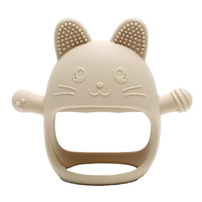 Edutē Cat Teething Gloves, Silicone, for Babies (Newborn, 0, 3, 4, 5, 6 Months), Baby Shower Gift, Small Gift (Ivory)