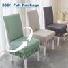 Nordic Checkered Jacquard Chair Cover SolidColor Stretch Seat Slipcover Spandex Chair Protector Kitchen Dining Room Home Wedding