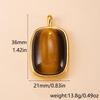 Exaggerated Geometric Tiger Eye Stone Pendant Necklace In Stainless Steel