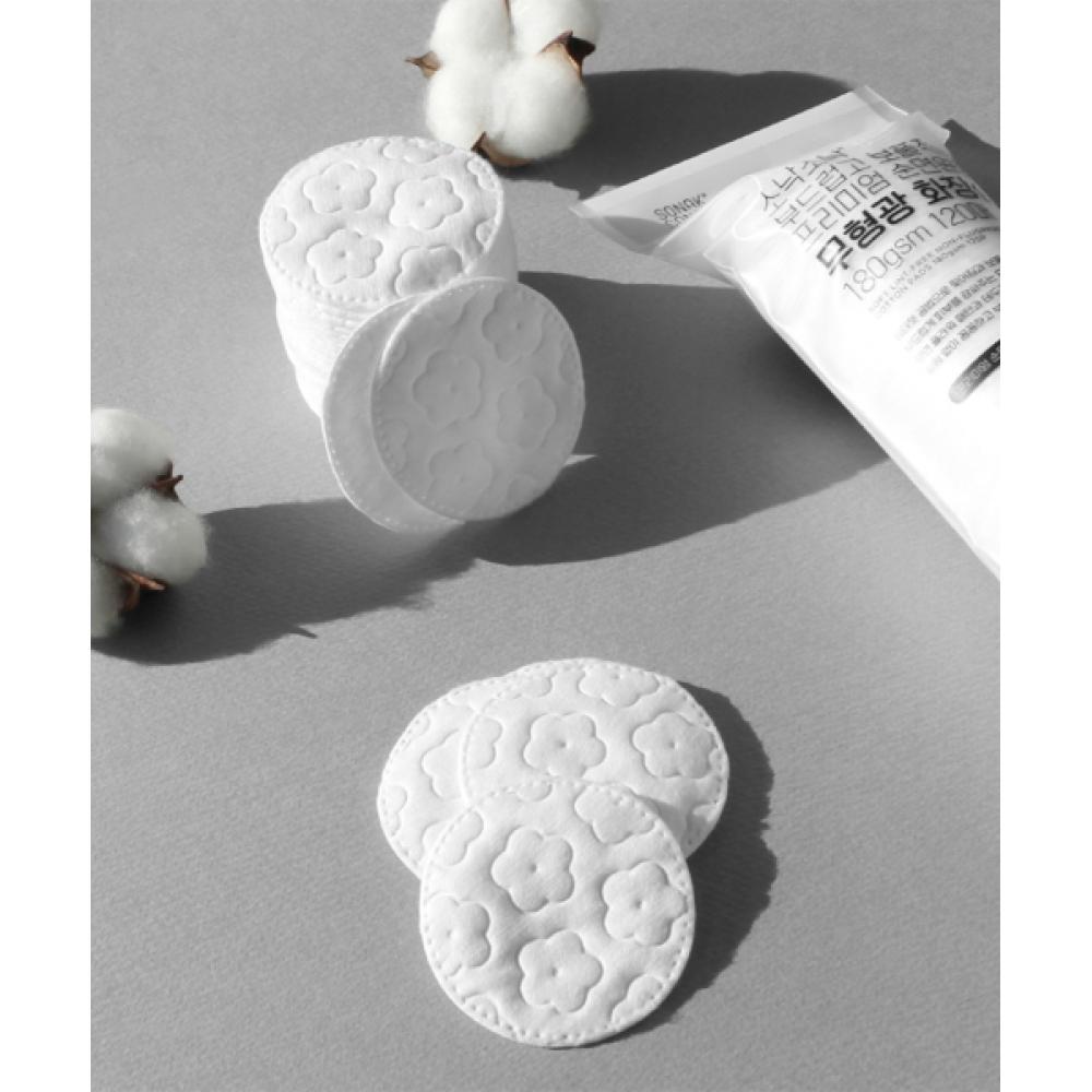 Sonaksonak Soft  Lint Free Premium Cotton Round Non Fluorescent Cotton Pads  180 Gsm  120 Sheets