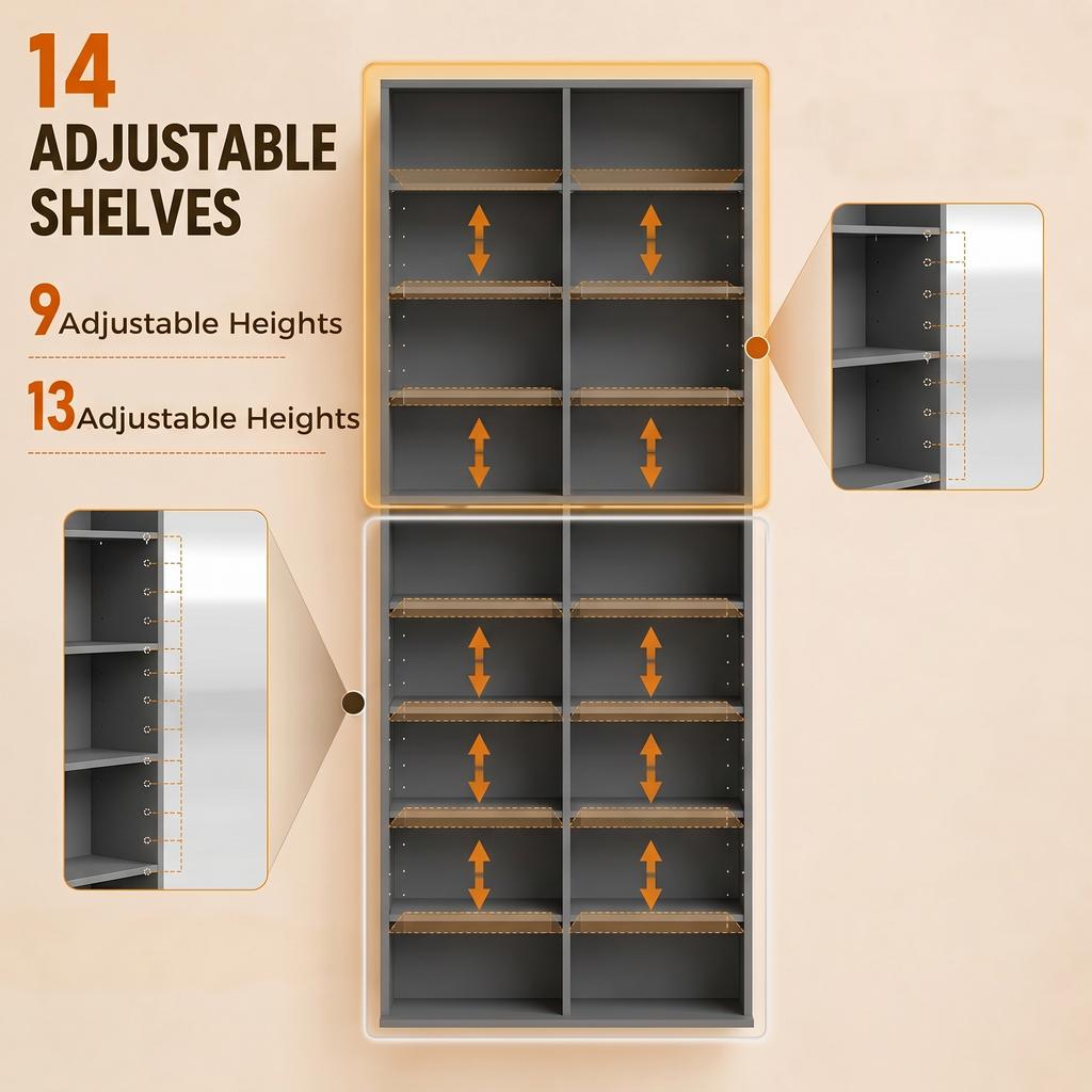640 CD/360 DVD Storage Unit, Blu-ray Media Storage Shelf, Grey