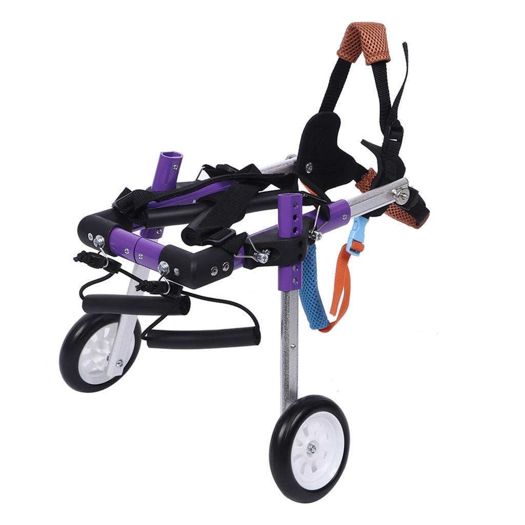 Aluminium Alloy Purple Double Wheel Pet Wheelchair Disabled Dog Assisted Walk Car Hind Leg