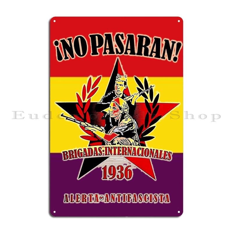 No Pasaran Spanish Revolution Civil War Metal Plaque Rusty Cinema Wall Decor Designing Cinema No Pasaran Tin Sign Poster