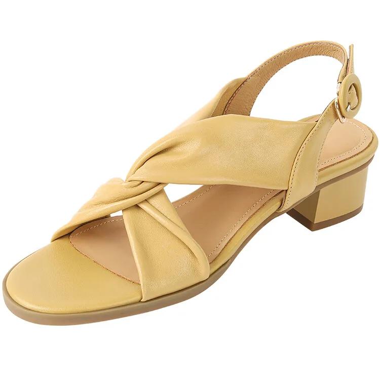 

Fashion New Summer Shoes Round Toe Sandals Chunky Heel Shoes for Women Handmade Women Sandals Zapatos De Mujer Open Toe Gladiator Shoes 34 жовтий