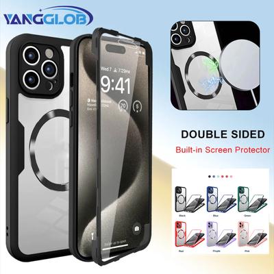 מגנטי עבור Magsafe 360 כיסוי שקוף לכל הגוף קדמי+אחורי עבור iPhone 16 15 11 12 13 14 Pro Max פגוש סיליקון כיסוי עמיד בפני זעזועים