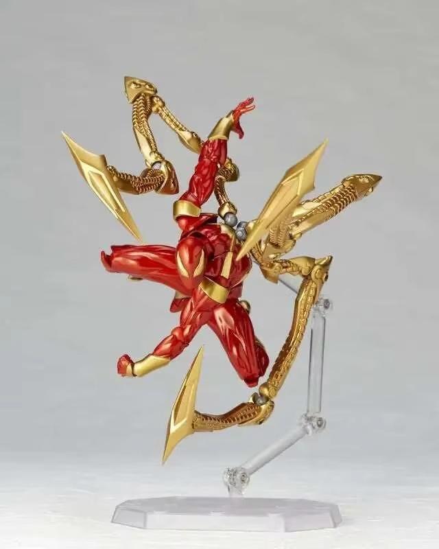 Revoltech Amazing Yamaguchi Iron Spider Action Figure Peter Red Gold Statue Model Collectible Toy For Kids Gift