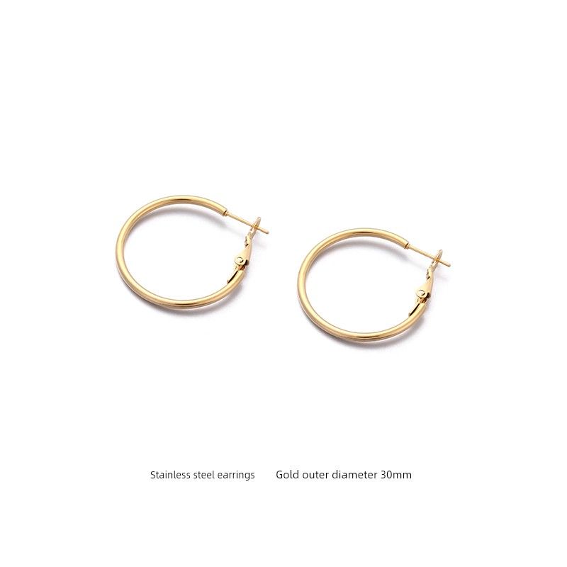 Women's Stainless Steel Big Circle round European and American Exaggerated Earrings