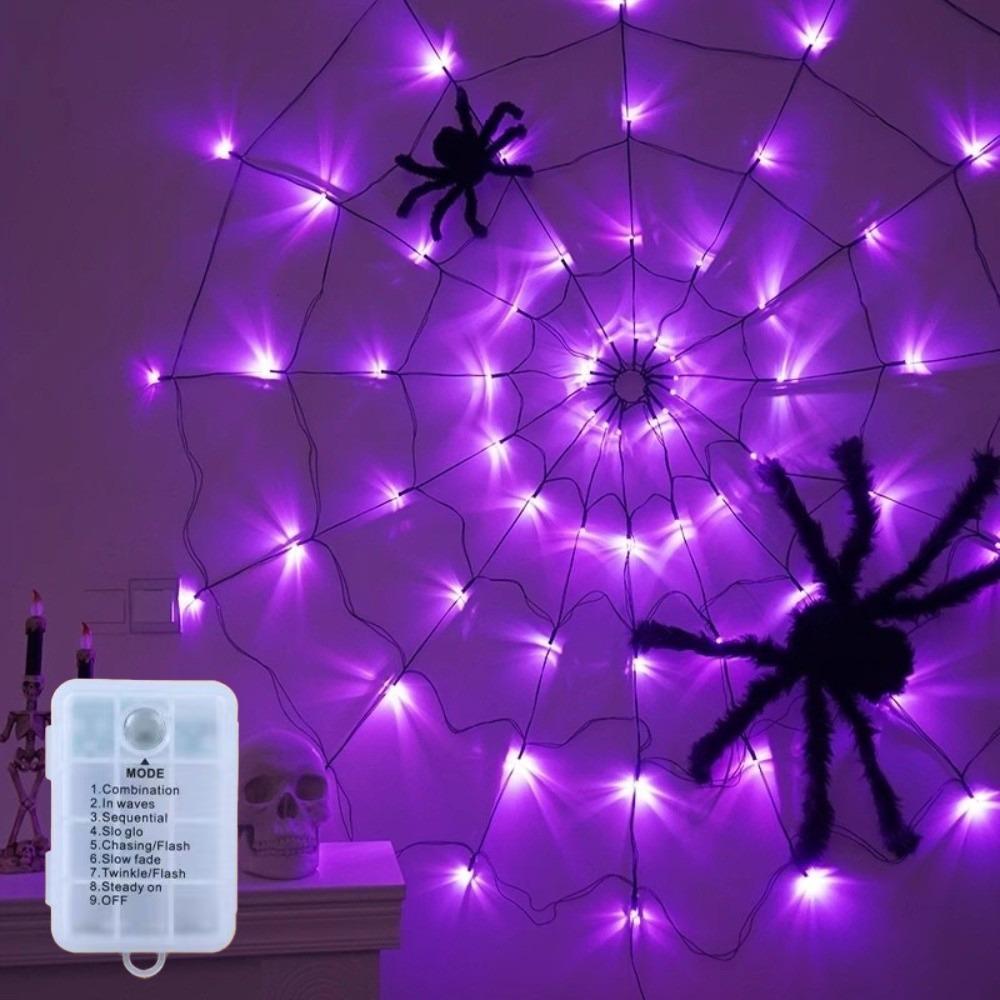 

Halloween LED String Light 70 Lamp Party String Lighting New Spider Web Light Atmosphere Decor A-Battery