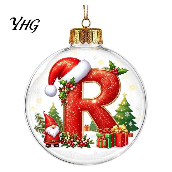 Xmas Wall Hanging Ornaments 26?Letter Acrylic Christmas Ball Ornament, 3D Crystal Style Alphabet Tree Decorations Pendant, Home Party Holiday