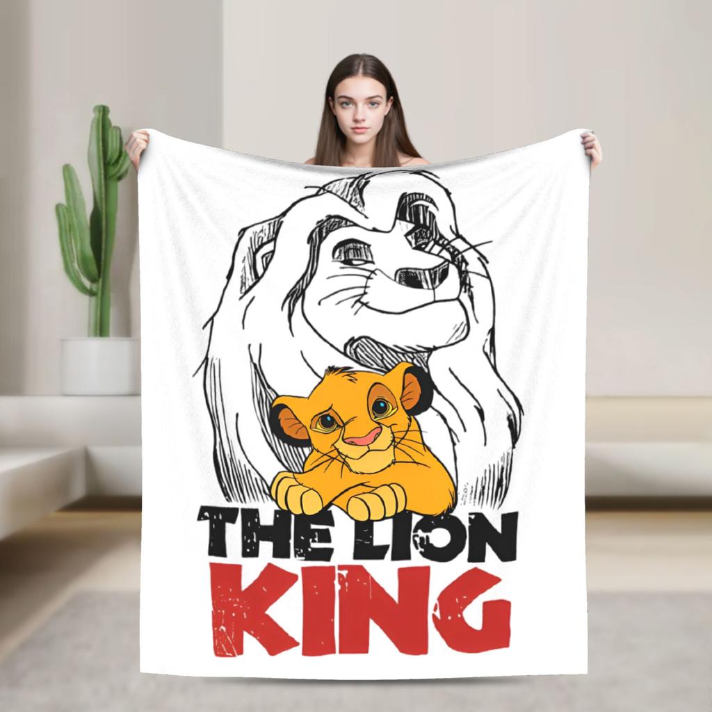 Simba Le Roi Lion Housse de Couverture Anime Couvertures Jetées en Flanelle Literie Canapé Portable Doux Chaud Couvre-lits