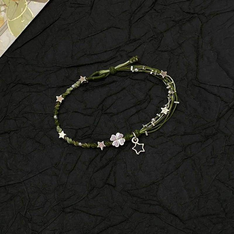 Vintage Four-Leaf Clover Lucky Hand-Woven Bracelet For Women Fine Fashion Party Jewelry Gifts