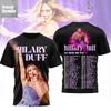 Hilary Duff The Lucky Me World Tour 2026 Preto 3D 100% Algodão Camiseta Masculina Top P a 5XL 2F1971