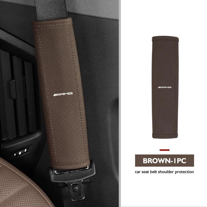 Leather Car Seat Safety Belt Soft Protector Shoulder Strap Pad For Mercedes Benz AMG W202 W212 W213 W220 W221 W222 C180 C200