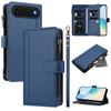 For iPhone 17 Air Leather Case 9 Card Slots Zipper Wallet Stand Phone Cover with Wrist Strap