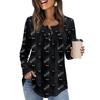 Dame Langermet Tunika Løse Topper Casual Oversized Topper Plissert Tunika Knapper Ned Casual Dame Print Topper