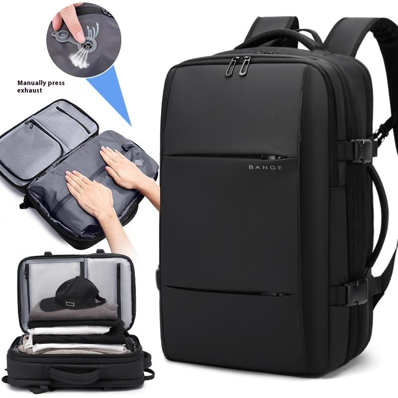 Bange Travel Men 15.6 Inch Laptop Backpack Vacuum Compression Backpack Business School Backpack Expandable Outdoor Backpack