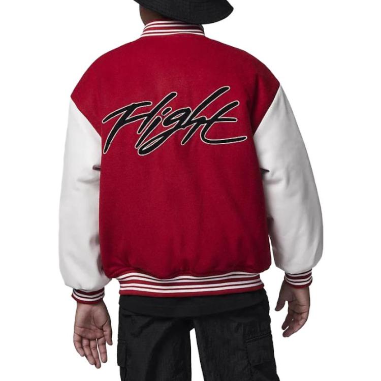 Jordan Varsity Logo Jacket With Stand Collar And Single-Breasted Closure Kids Outerwear Red FV6043-687