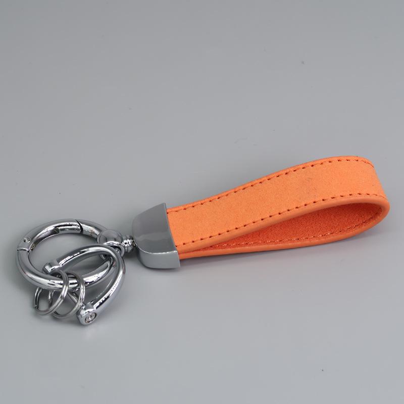 Customizable Microfiber Suede Car Keychain - Laser Engraved Logo Gift