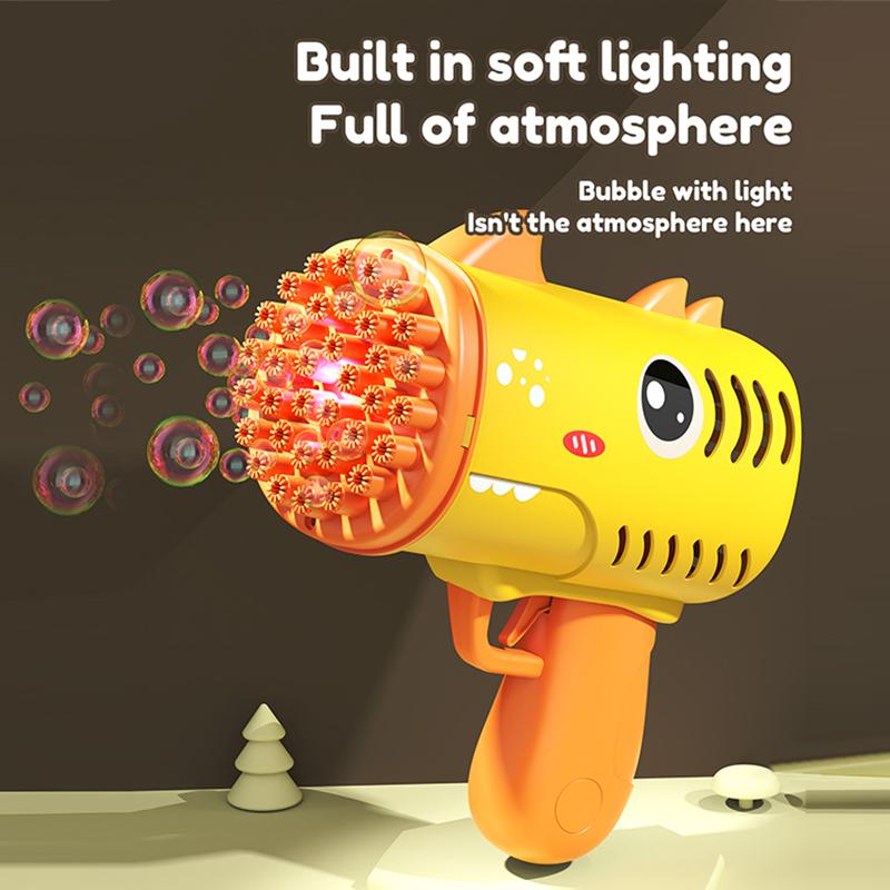 35 Hole Children'S Handheld Bubble Blowing Toy Dinosaur Cartoon Electric Bubble Machine Gatling Without Battery And Bubble Water